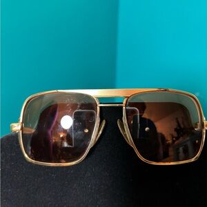 Univis USA Bronzini Gold Square Aviator Sunglasses Vintage Retro Unisex
